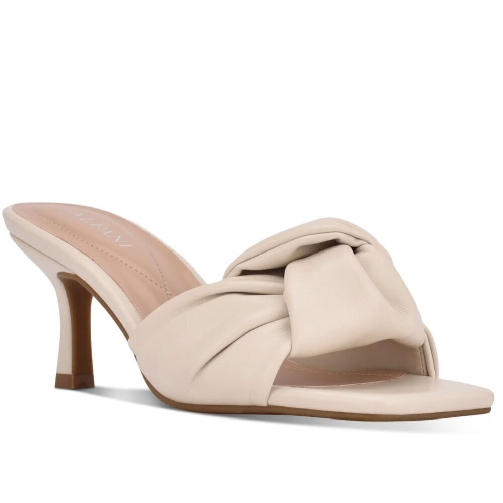 ALFANI Womens Ivory Knotted Strap Cushioned Niah Square Toe Kitten Heel